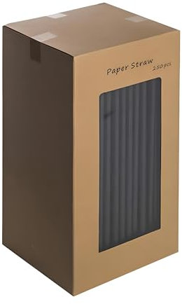 BLACK Paper 100% Biodegradable/Compostable/Eco-friendly Drinking Straws (20cm / 8inch) by wecansourceitltd® - BAN The PLASTIC STRAW!! (250)