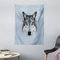 ABAKUHAUS Wolf Wandteppich, Detaillierte Canine Expression aus Weiches Mikrofaser Stoff Waschbar ohne Verblassen Digitaldruck, 110 x 150 cm, Schwarz Beige Blaugrau