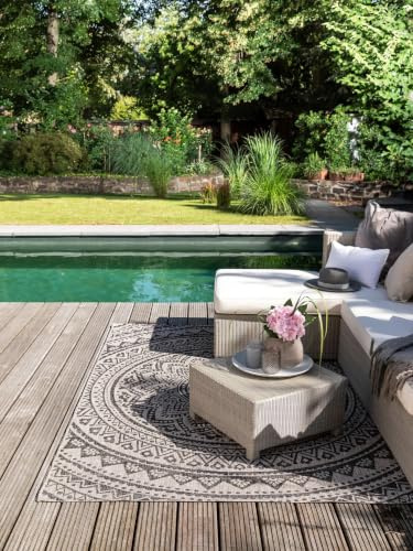 benuta Nest Teppich Cleo - Kunstfaser - Outdoor geeignet - Rechteckig & im Style: Geometrisch, Ethno-Style - Pflegeleicht für Wohnzimmer Schlafzimmer, Beige/Braun, 120x170 cm