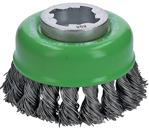 Bosch Professional 1x Gezopfte Topfbürste Clean (für Inox, X-LOCK, rostfrei, Ø 75 mm, Drahtstärke 0,5 mm, für Ø125 mm, Zubehör Winkelschleifer)