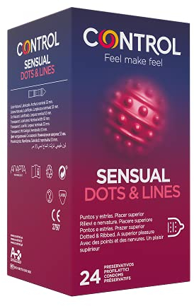 CONTROL SENSUAL DOTSundLINES Stimulierende Kondome mit Reliefpunkten und Streifen - 24 Kondome