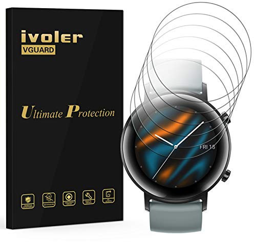 VGUARD 6 Pezzi Pellicola Protettiva per Huawei Watch GT 2 42mm, Wet Applied Protezione Schermo [Bubble-Free-Riutilizzabile] HD Clear Film in TPU per Huawei Watch GT2 42mm