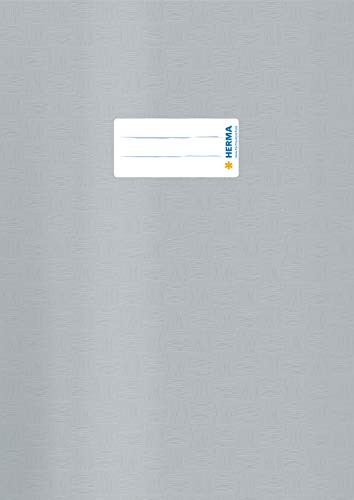 HERMA 19881 Heftumschläge A4 Bast Grau, 10 Stück, Hefthüllen mit Beschriftungsetikett & Baststruktur aus strapazierfähiger & abwischbarer Polypropylen-Folie, Heftschoner Set für Schulhefte, farbig