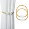 Magnetic Curtain Tie Backs, Magnetic Curtain Clips Rope Curtain Holder Buckles Small Bead Curtain Buckle Clips Rope Holders for Home Office Hotel Window Decoration (2-PACK, Gold)