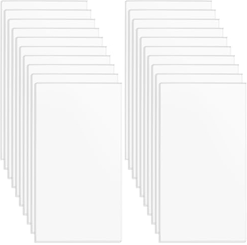BENECREAT 20 PCS Panel Rectángulo de Acrílico 3mm de EspesorPlaca Transparente de Acrílico 90x50mm para Marco de Fotos, Letreros de Mesa, Caligrafía y Pintura