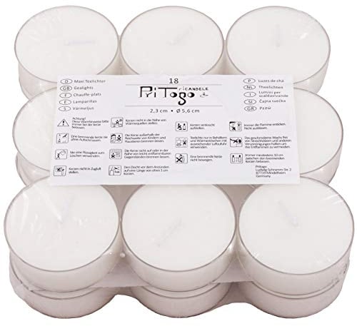 Pritogo Maxi Teelichter (36 Stück) große Flamme, Kunststoffhülle, 7 Std. XXL Ø 5,8 * 2,2 cm Jumbo Teelichte Plastikschale unbeduftet