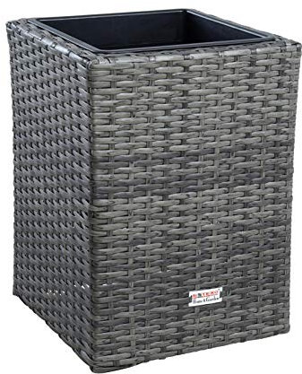 ESTEXO Polyrattan Blumentopf Übertopf Pflanztopf Blumenkübel Rattan Pflanzkübel Topf (40 cm/Anthrazit-Grau)