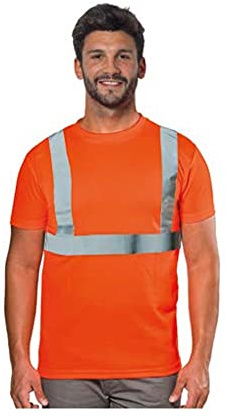 LOGICA T-Shirt HV Alta visibilità 100% Poliestere 150gr Cool Dry Traspirante CE Classe 2 Girocollo GIROHV - M, Arancio Fluo