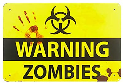 KEYGAMER Metall-Blechschild, Halloween-Warnung, Zombies, Vintage, Plakat, Poster, Garage, Bar, Zuhause, Wanddekoration, 20,3 x 30,5 cm
