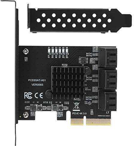 Erweiterungskarte für ASMedia ASM1166 Master, PCIE zu 6 Port SATA3.0 Festplatte 6G PCI-E3.0 GEN3 4X Interface Hub Adapter, Einfach zu Transportieren und Aufzubewahren
