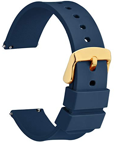 WOCCI Silicone Watch Strap with Rose Gold Buckle, Quick Release, Replacement Band 14mm 16mm 18mm 20mm 22mm