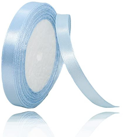 Geschenkband Hellbrau 10mm Breit, 23 Meters Satinband Hellbrau Geschenkbänder Stoff Schleifenband Dekoband zum Geschenkverpackung, Bastelarbeiten, Geburtstag und Hochzeitsdekoration