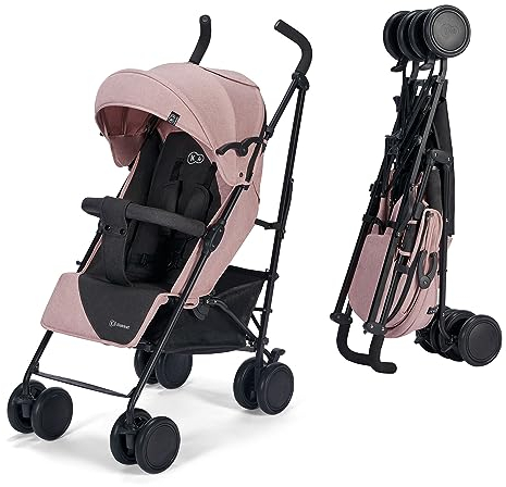 Kinderkraft Kinderwagen SIESTA, Leichte Reise Buggy, Verstellbare Rückenlehne, Liegeposition, Kleine Maße nach Zusammenklappen, Vergrößerbares Verdeck, Für ältere Kinder, bis 22 kg, Rosa