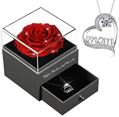 Special Mum Gifts | Eternal Real Rose Forever Rose Flowers for Women | Mejor Madre del Mundo | Sweet Gifts for Mum Nan Grandma | Mother's Day Birthday Gifts