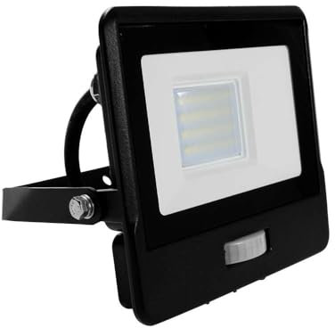 V-tac VT-128S-1 LED-Flutlicht mit Sensor - 20 W - 1510 Lm - 4000K - 1 m Kabel - Schwarz