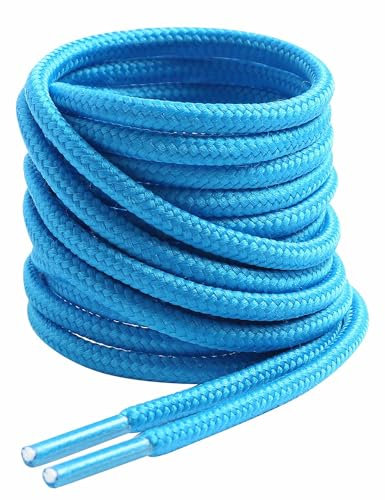 VSUDO 160 cm Lacci Turchese Rotondi per Scarponi/Stivali, Stringhe ø4 mm per Scarpe da Passeggio, Turquoise Boots Lace, Lacci Turchese per Scarpe da Lavoro/Sicurezza/Trekking (2 Paia-Turchese-160cm)