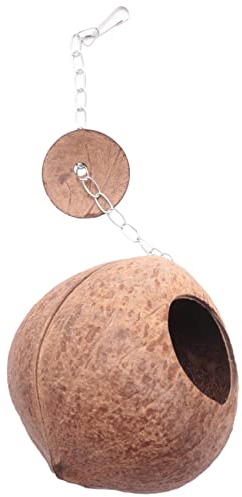 Beby Natürliches Kokosnuss-Vogelnest für Haustiere, Papageien, Wellensittiche, Nymphensittiche, Kanarienvögel, Ratten, Rennmäuse, Samen, Spielzeug, Nistkasten