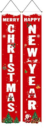 TianWlio Weihnachten Couplet Holiday Party Porch Flags Dekorativer Anhänger Vorhang Banner Weihnachten Couplet Piratenfahne Klein (B, One Size)