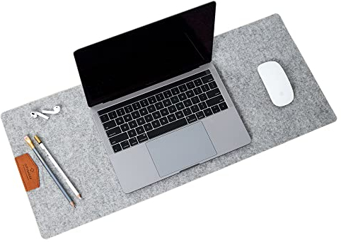 Große Schreibtischmatte Merino Filz 70x30 Schreibtischunterlage Grau Filzunterlage Naturfilz Merinowolle Filz Mauspad Schreibtischschutzmatte Tastaturmatte Unterlage geräuschdämpfend umweltfreundlich