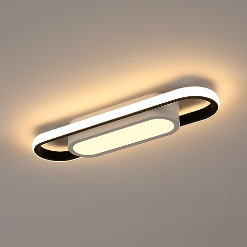 LED Deckenleuchte, 30W Deckenlampe Kreative Rechteckige, Deckenbeleuchtung Warmweiß 3000K Schwarze, Modern Schlafzimmer lampe Oval Deckenlampen für Badezimmer, Schlafzimmer, Küche, Flur, Ø40CM