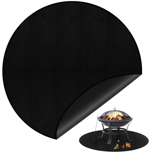 101,6 cm runde Feuerschalenmatte, kompatibel mit Solo-Herd, Lagerfeuer, 3-lagige Outdoor-Untergrillmatte, Terrassendeck-Schutz, Grillmatte, feuerfeste Pads für unter der Feuerstelle, Holzkohlegrills,