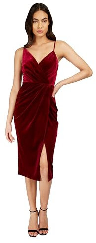 Little Mistress Terciopelo Fucsia Midi Vestido, Rosa Fuschia Profundo, 44 para Mujer