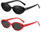 Breaksun Retro Oval Sonnenbrille für Damen Herren Mode Kleine Ovale Sonnenbrille 90er Vintage Shades, 2er-Pack (Schwarz/Grau + Rot/Grau), MM