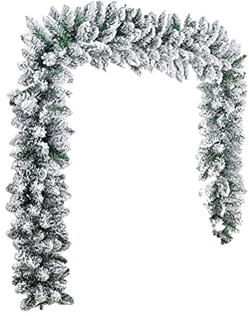 LSFYYDS 8,85 Fuß Weihnachtsgirlande mit Schneematt, Weihnachtsgirlande mit Winterfrost, Kieferngirlande, Künstliche Weihnachtsgirlande, Girlande aus Weißer Zeder für Weihnachtsbaum, Treppen,(Weiß)