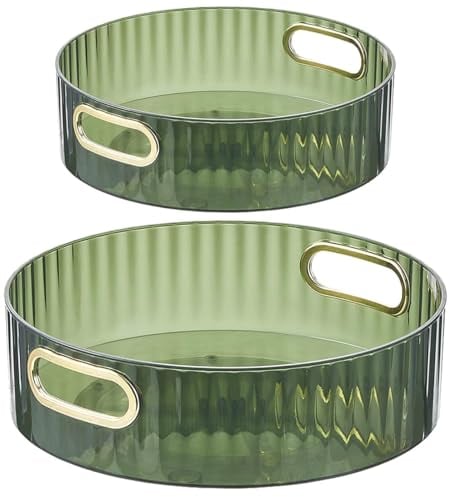 AMZMUKAUP 2 Piezas Especiero Giratorio, Giratorio Organizador de Armario Lazy Susan 360° Plato Giratorio Soporte Giratorio para Condimentos para Botellas, Frutas, Cosmético, Armario, Despensa (Verde)