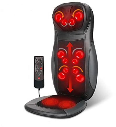 Shiatsu-Massagekissen, Massagesesselauflage, Massagesitz, Massagegerät, Komfort-Massagesitzauflage mit Heizfunktion, Rücken-Shiatsu-Massageauflage mit Heizfunktion und Fernbedienung. (Schwarz)