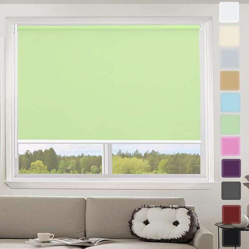 Klemmfix ohne Bohren Verdunklungsrollo 55 x 150 cm Einfache Installation ohne Bohren, Rollo Seitenzugrollo,Klemmrollo mit Klämmträger, für Fenster und balkontür, Grün