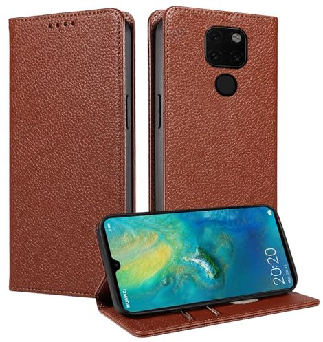 FERLAN Custodia per Huawei Mate 20,Flip Portafoglio Custodia in Pelle Genuine,[2 Porta Carte][Magnetica][RFID-Blocker],Custodia Case Cover Libro per Huawei Mate 20 - Marrone