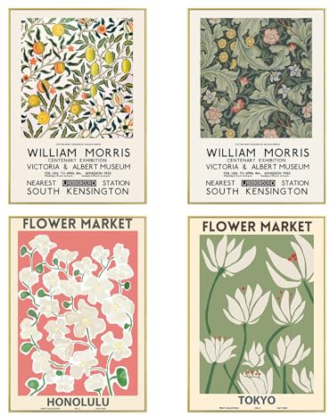 Zfseyuh 4 Stück Blumen Poster Vintage,Matisse Poster Aesthetic Kunstdrucke für Wohnzimmer Schlafzimmer Esszimmer Büro Wanddekoration, Rahmenlos 21 x 30 cm