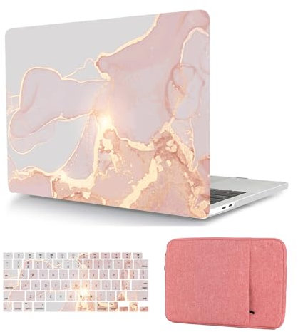 Hülle Case Kompatibel mit MacBook Pro 16 Zoll 2020 Freisetzung A2141 mit Touch Bar and Touch ID, Ultradünne Plastik Hartschale Schutzhülle & Tastaturschutz & Tasche, Rosa Gold