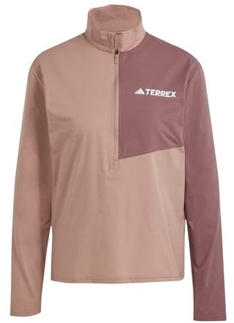 adidas Women's Terrex Multi Climacool Half Zip Long Sleeve, Warm Clay, M