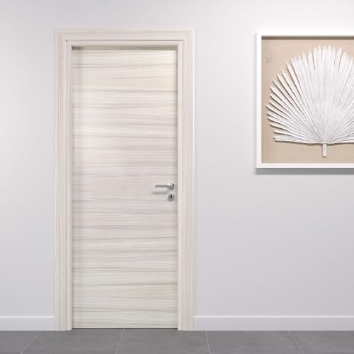Porte Italiane, Porta Interna a Battente in Laminato High Density, Telaio in Legno e Coprifili Waterproof, con Serratura e Maniglia Hoppe Silver, 70x210 cm con Apertura SX, Colore Palissandro White