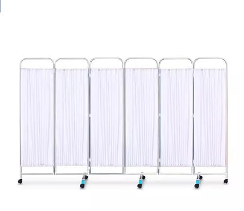 Faltbare Trennwand Freistehender, Faltbarer Raumteiler mit 6 Paneelen – medizinischer tragbarer Raumteiler mit Rollen – temporäre Wandtrennwände für Krankenhäuser/Schönheitssalons/Büros (Color : Whit