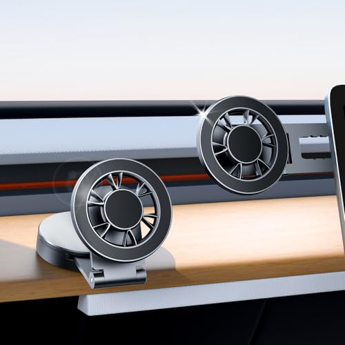 ALIOBC Magnetic Car Mount - Phone Holder for Tesla & All Cars, Foldable Aluminum Alloy Arm for iPhone 15 Pro Max 14 13 12 & All Phones