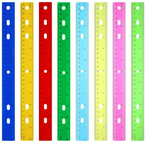 8 Stück Lineal 30cm Bunte Kunststoff Lineal mit Metrische Inch Skala Farbig Transparent Ruler für Schule Büro Zuhause
