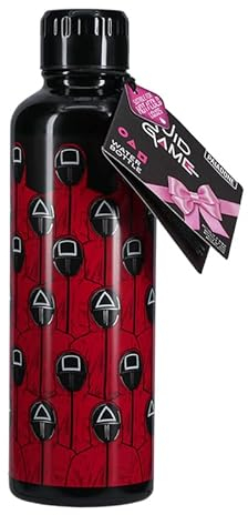 Paladone Squid Game - Borraccia in acciaio inox, prodotto con licenza ufficiale, bevanda calda o fredda, uomo mascherato della serie TV Netlix, regalo per qualsiasi fan, bicchieri da collezione