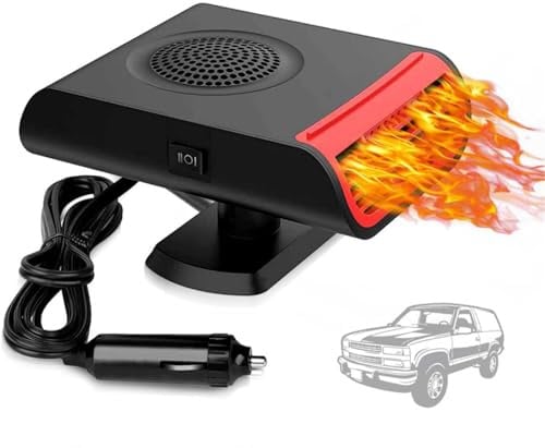 Showvigor Portable Car Heater & Defroster, 12V 150W Fast Heating Defogger for Icy Windscreens - 2-in-1 Anti-Fog Heater Plugs into Lighter Socket, 360° Rotatable Window Defroster for Cars, Vans