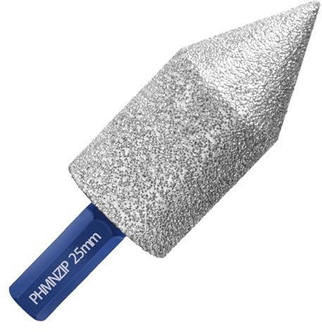 Diamond Chamfer Bits 25mm Hexagon Shank Beveling Milling Bit Countersink Drill for Tiles Marble Ceramic Granite Trimming Finishing Cleaning of Enlargement Grinding Existing Holes