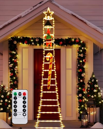 Gleamkid LED Weihnachtsmann Leiter Lichterkette - 3.3 M LED Weihnachtsbeleuchtung Strombetrieben mit Timer, 8 Modi für drinnen und draußen, Fenster, Garten, Haus, Wand, Weihnachtsbaumdekoration