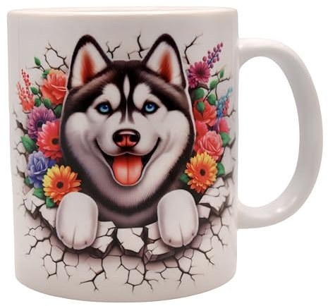 Shopi Zone Keramiktasse, sibirische Husky-Hunderasse, Tierbecher, kreative Tasse, einzigartige Tassen für unvergessliche Momente