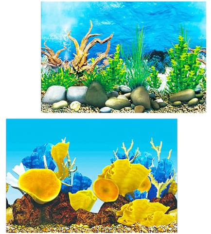 yueXinCh Aquarium Background Underwater Poster Double-sided Pattern Fishbowl Stickers Fish Tank Wall Decorations Sticker PVC Coral Aquarium Decor Backgrounds Underwater Poster 62 * 30 cm