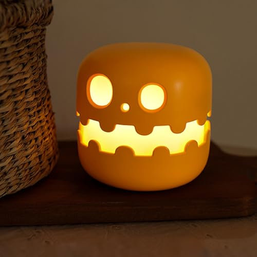 Kreativer Kürbis Dimmbares Timer Nachtlicht, Kürbis Nachttischlampe für Schlafzimmer, Niedliche LED Lampe für Halloween Dekor (B)
