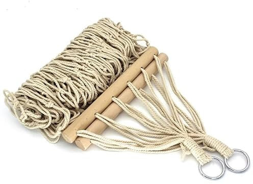 Hamac en corde de coton en maille avec bâtons en bois, hamac suspendu pour le camping en plein air