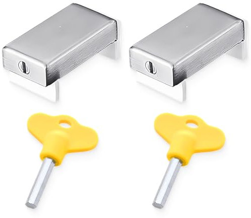 NJCXOLA 2PCS Cerradura de Seguridad para Puerta y Ventana Corredera | Bloqueo Antirrobo, Ideal para Protección Infantil y Seguridad en Hogares