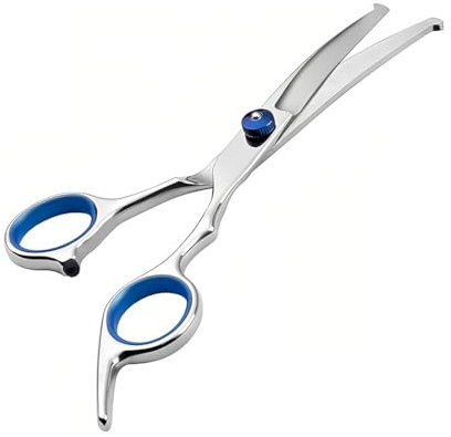 NJCXOLA Forbici da toelettatura professionali per cani e gatti in acciaio inox, forbici curve, ideali per viso, zampe, corpi, acconciatura animale domestico