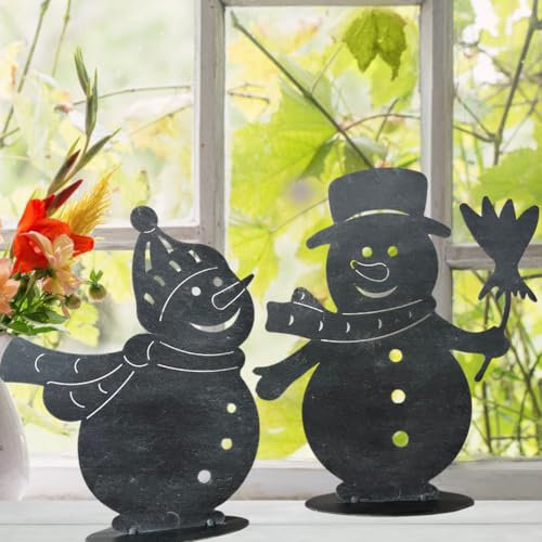 Terma Metall Figur Höhe 30 cm Schneemann Set grau Made in Germany Gartenstecker Outdoor deko Weihnachten Metallfigur winterdeko draußen Gartendeko Winter deko
